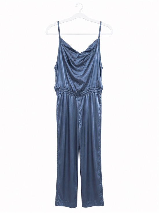 Fate Pants - Fate Satin Cowl-Neck Jumpsuit in Dusty Blue